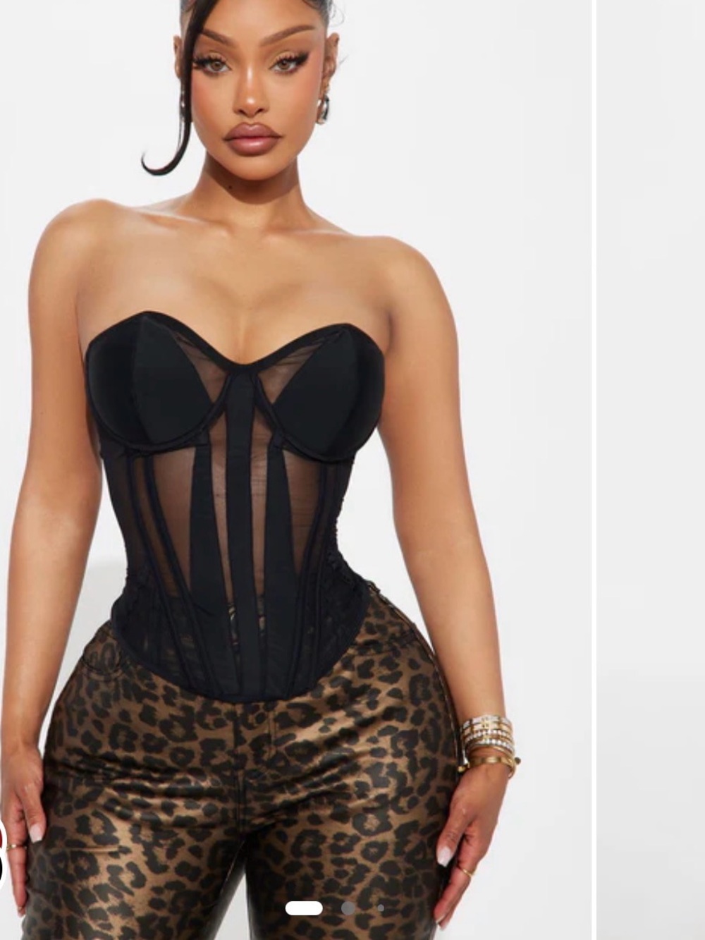 Fashion Nova Black Sheer Boned Corset Top